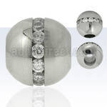 spdz3 matte stainless steel bead pendant with cz on the center