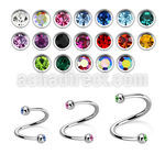 spe2c 316l steel eyebrow spiral with two 3mm bezel set balls