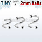speb2 surgical steel eyebrow spiral with two 2mm balls