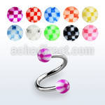 spebck 316l steel eyebrow spiral with acrylic checkered balls