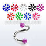 spebe 316l steel eyebrow spiral with acrylic uv beach balls