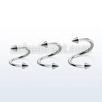 specn25 surgical steel eyebrow spiral with two 2 5mm cones