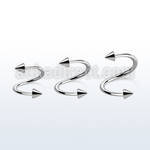 specn 316l steel eyebrow spiral with two 3mm cones