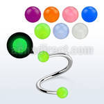 speglb 316l steel eyebrow spiral with 3mm acrylic glow balls