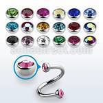 spehjb3 316l steel eyebrow spiral w 3mm bezel set half balls