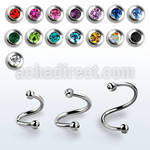 spejb25 316l steel eyebrow spiral w two tiny 2 5mm jewel balls