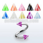 spenck 316l steel eyebrow spiral with acrylic checkered cone