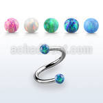 speop3 surgical steel spiral w two 3mm synthetic opal balls