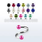 spepr 316l steel eyebrow spiral with 3mm faux pearl balls