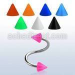 spesacn 316l steel eyebrow spiral with 3mm solid acrylic cones