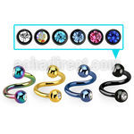 spet2c4 anodized steel eyebrow spiral w two 4mm jewel balls