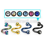 spet2c anodized steel eyebrow spiral w 3mm jewel balls