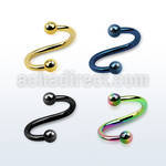 spetb25 anodized surgical steel spiral with two 2.5mm balls