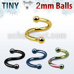 spetb2 anodized surgical steel spiral with two tiny 2mm balls