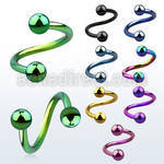 spetb premium pvd 316l steel eyebrow spiral with two 3mm balls