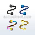 spetdi anodized 316l steel eyebrow spiral with 3mm steel dice