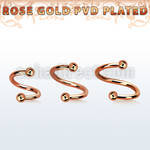 spettb25 rose gold steel eyebrow spiral w 2 2.5mm balls