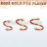 spettcn2 rose gold steel eyebrow spiral w 2 2mm cones