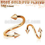 spettcn rose gold 316l steel eyebrow spiral w two 3mm cones