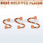 spettd25 rose gold steel eyebrow spiral w 2 2.5mm dices