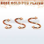 spettn25 rose gold steel eyebrow spiral w 2 2.5mm cones