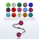 spfr4 316l steel spiral with 4mm ferido multi crystal balls