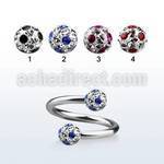 spfr5a 316l steel spiral w ferido dotted multi crystal ball