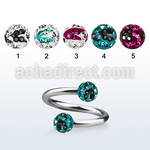 spfr5c steel spiral barbell w 2 5mm multi crystal zebra balls