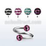 spfr5d 316l steel spiral w ferido tri line multi crystal ball