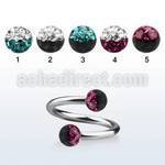 spfr5e 316l steel spiral w ferido 2 color multi crystal ball