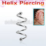 spheb triple 316l steel helix spiral piercing with 3mm balls