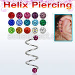 sphefr tri 316l steel helix spiral piercing with ferido balls