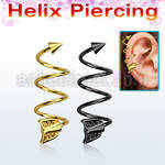 sphetaw pvd tri 316l steel helix spiral piercing w cone arrow