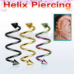 sphetcn pvd tri 316l steel helix spiral piercing with 4mm cones