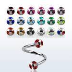 spmjb4 316l steel spiral with two 4mm multi crystal balls
