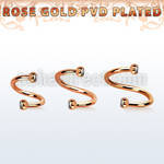 spttjb25 rose gold steel spiral w two tiny 2.5mm jewel balls
