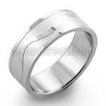 sr104 matte stainless steel carving ring with wave pattern