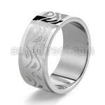 sr107 matte stainless steel carving ring with floral design