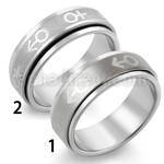 sr121 matte stainless steel spinner ring with male symbol