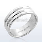 sr123 high polished stainless steel triple wide ribbed ring