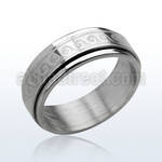 sr154 matte stainless steel spinner ring with wave design