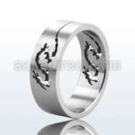 sr167 matte stainless steel cutting ring w cut out dragon