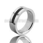 sr186 matte stainless steel ring w black carbon inlay screw