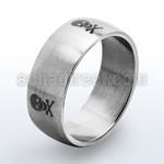 sr18 plain band stainless steel ring with skull engraving