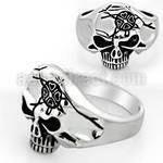 sr265 stainless steel ring with skull w head symbol design
