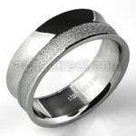 sr300 stainless steel ring w high polish sandblasted band