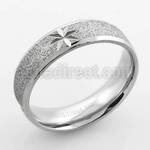 sr328 matte stainless steel ring with diamond cuts asterisk
