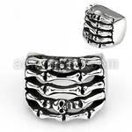 sr340 316l steel ring with fnger skeleton with small skulls