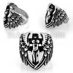 sr341 316l steel ring with naked beheaded virgin with wings