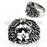 sr342 316l steel ring with male lion head in antique style